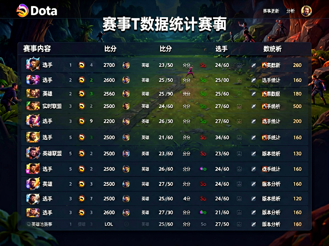 Dota2赛事数据统计页面